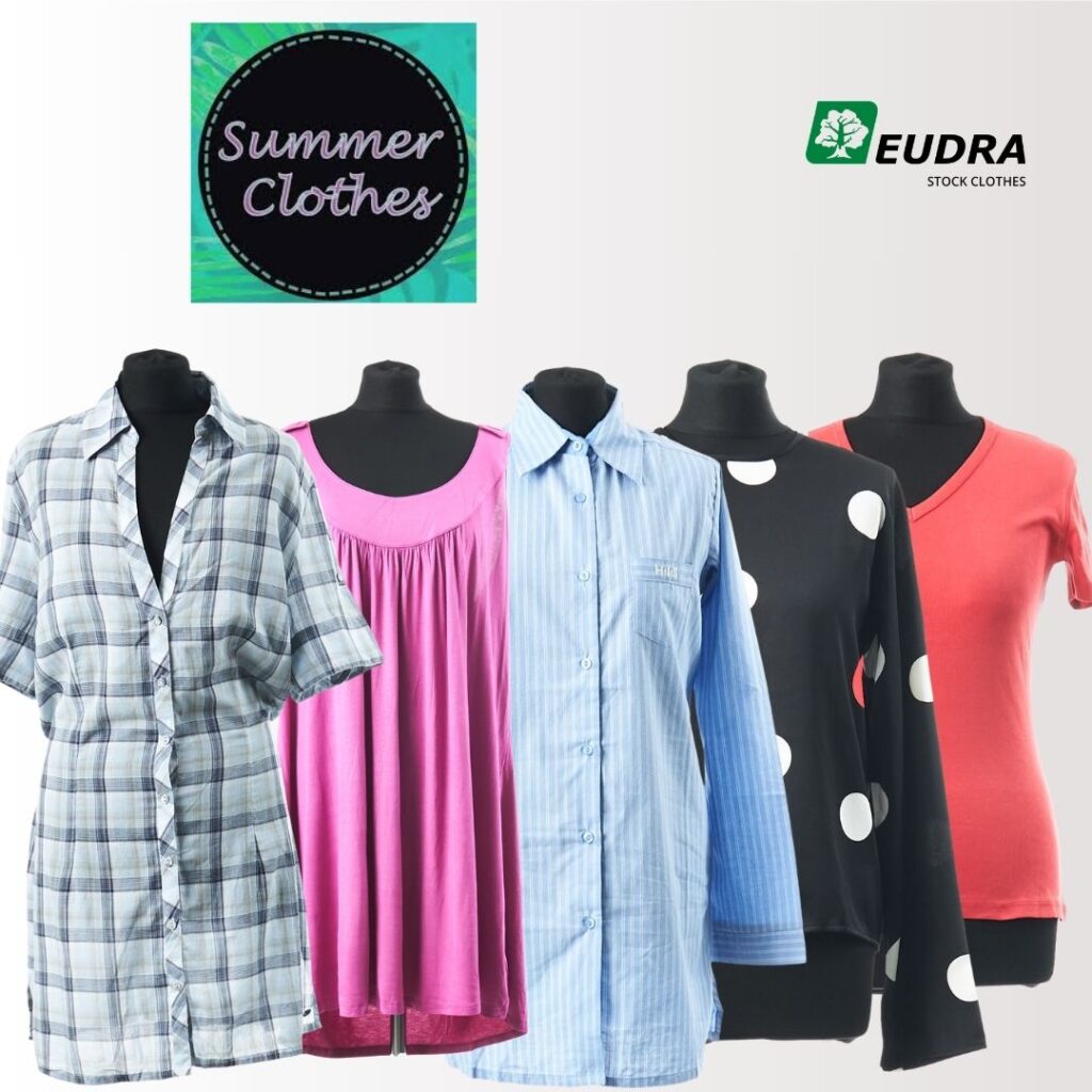 vasariniai drabužiai moterims šortai moterims marškinėliai vasarai drabužiai internetu išparduotuvė didmeninė prekyba pigūs rūbai drabužiai stock clothes wholesale outlet rūbai urmu vasaros mix