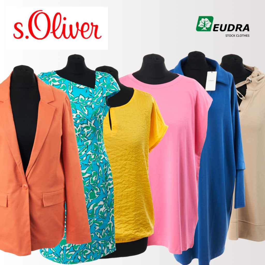 s.Oliver suknelės moterims s.Oliver marškinėliai moterims kelnės moterims marškiniai moterims išparduotuvė didmeninė prekyba pigūs rūbai drabužiai stock clothes wholesale outlet