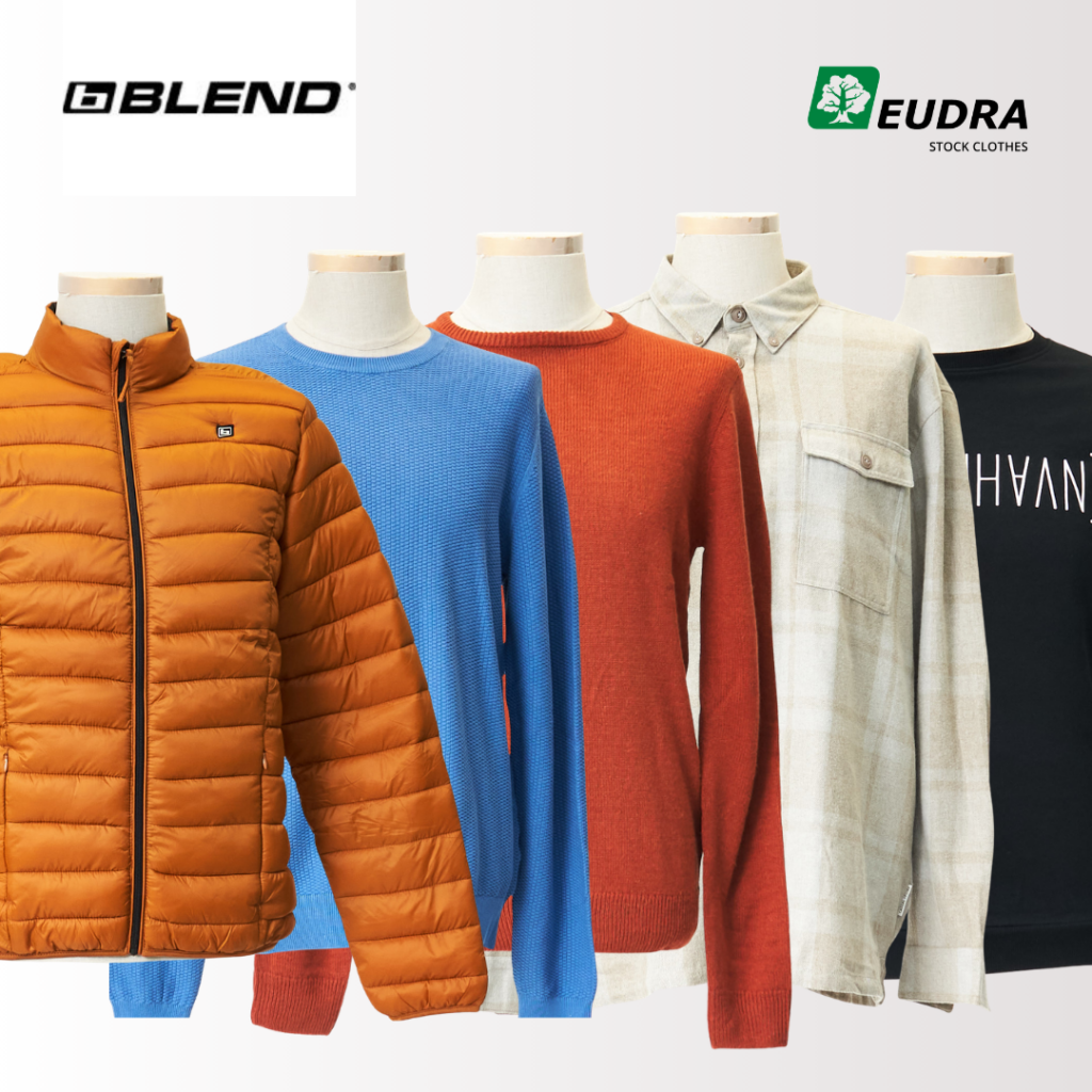 Blend drabužiai vyrams megztiniai džinsai vyrams kelnės vyrams marškiniai vyrams striukės vyrams firminiai rūbai didmena išparduotuvė didmeninė prekyba pigūs rūbai drabužiai stock clothes wholesale outlet